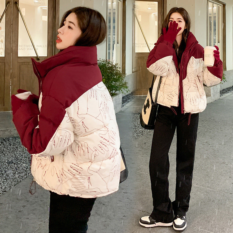 Short Multicolor Korean Style Bread Coat - Trendy Hooded Puffer Jacket