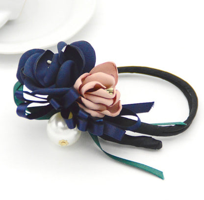 Korean Style Pearl Flower Half-Bun Hair Plate – Elegant Hair Elastic Accessory