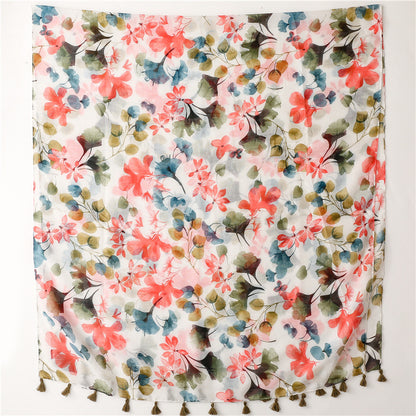 Vintage Flower Silk Scarf for Ladies – Elegant Floral Design, Warmth & Shade