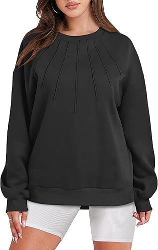 Loose-Fitting Casual Round-Neck Pleated Women's Sweater - ChicVix