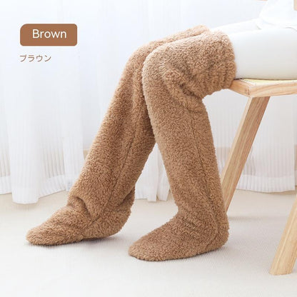 Over Knee High Fuzzy Long Socks – Winter Warm Cold-Proof Stockings for Home & Sleep - ChicVix