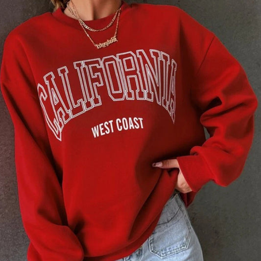 Women's Plus Size Round Neck Letter Print Sweatshirt