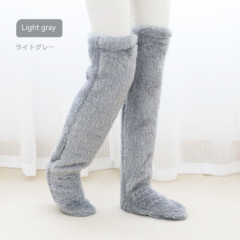 Over Knee High Fuzzy Long Socks – Winter Warm Cold-Proof Stockings for Home & Sleep - ChicVix