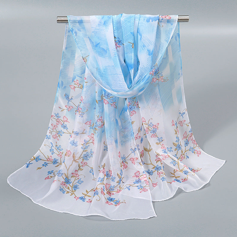 Little Chiffon Small Silk Scarf for Women – Elegant Printed Design, Lightweight & Versatile