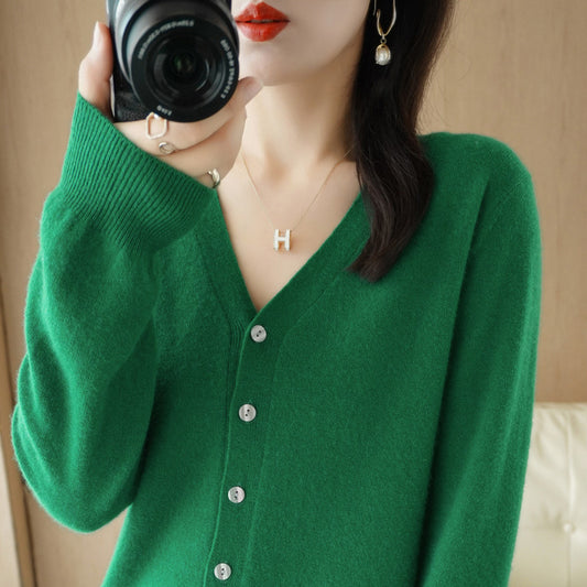 Stylish Short V-neck Cardigan Sweater