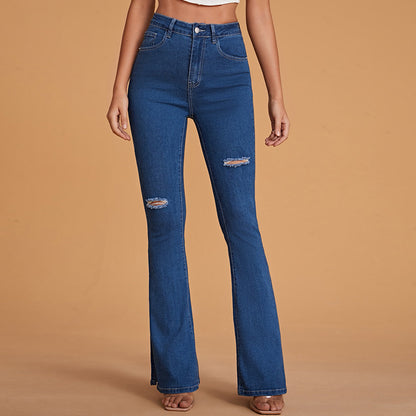 Women's High Waist Slim Micro Horn Jeans - ChicVix