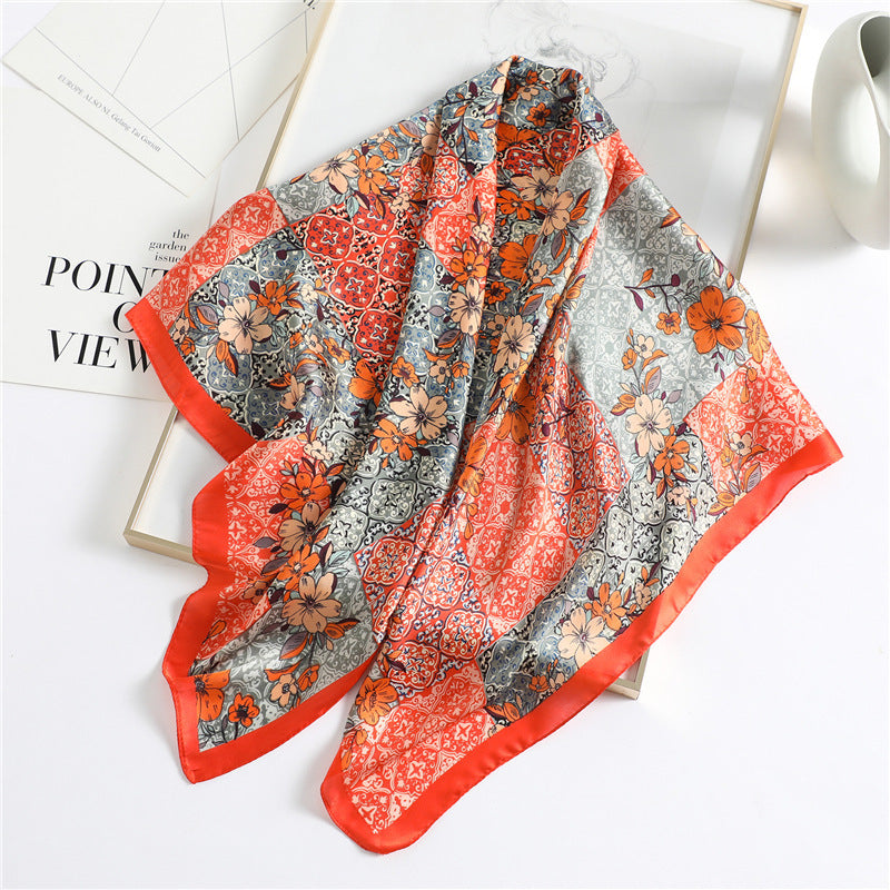 Women's Elegant Leopard Print Silk Scarf - Square Satin Hijab - ChicVix