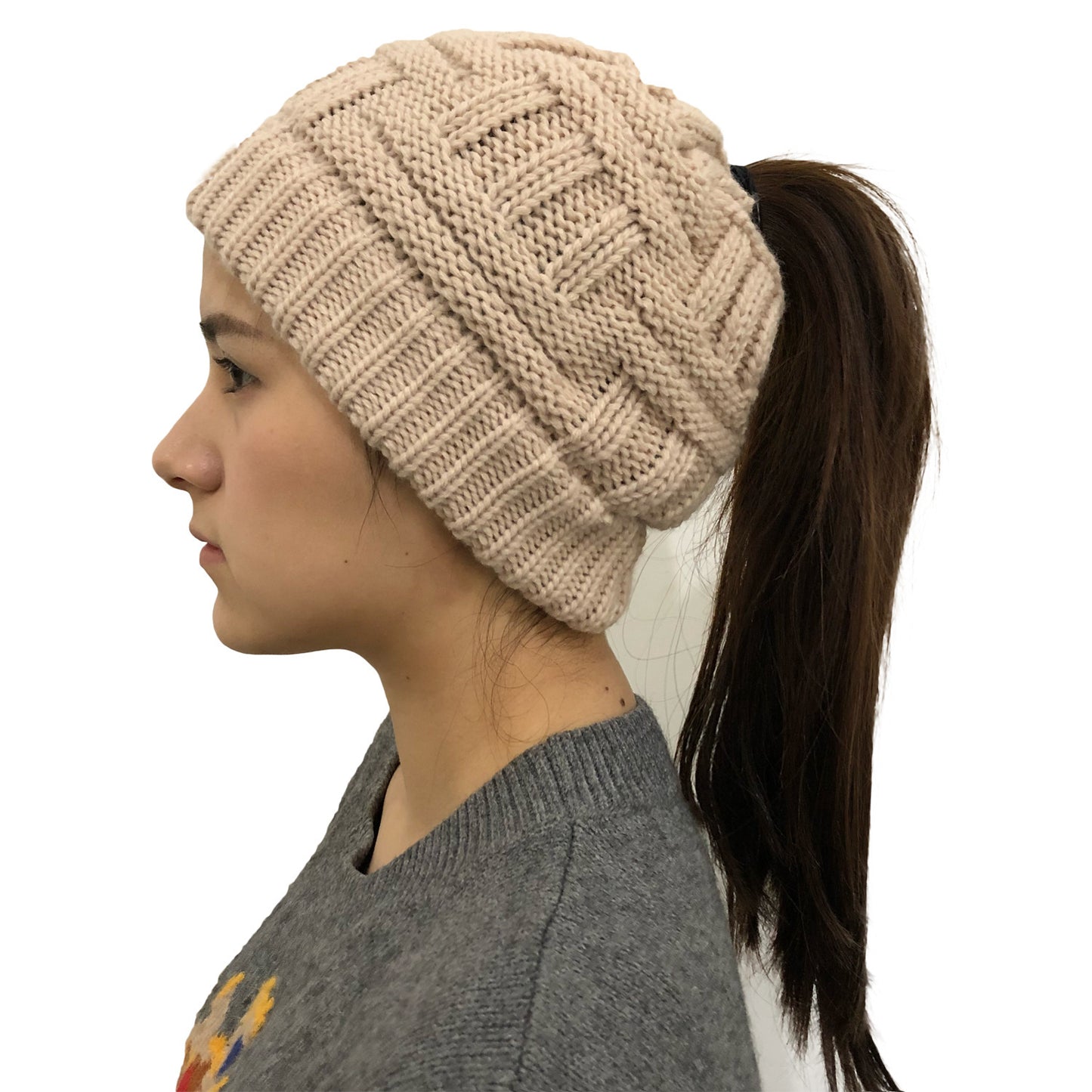 Soft Knit Ponytail Winter Hats for Women - Adjustable Fit - ChicVix