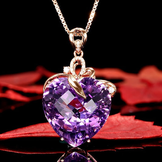 Women's Rose Gold Amethyst Pendant Necklace - Elegant Wedding & Gift Jewelry - ChicVix