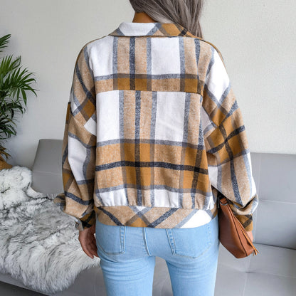 Women's Long Sleeve Plaid Coat Jacket – Simple and Stylish Outerwear