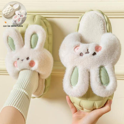 Cute Rabbit Shoes – Winter Fuzzy Slippers for Women