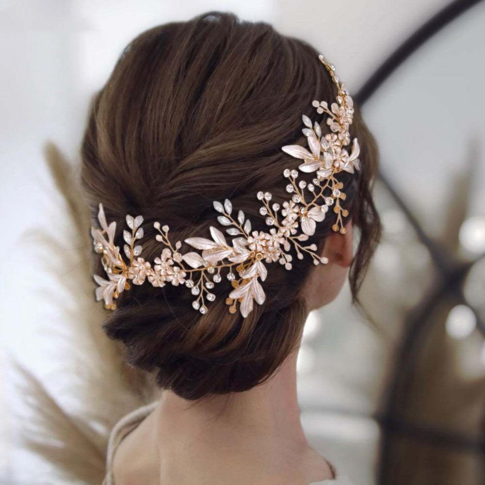 Alloy Crystals Japan & Korea Hair Accessories - Elegant Gold Finish