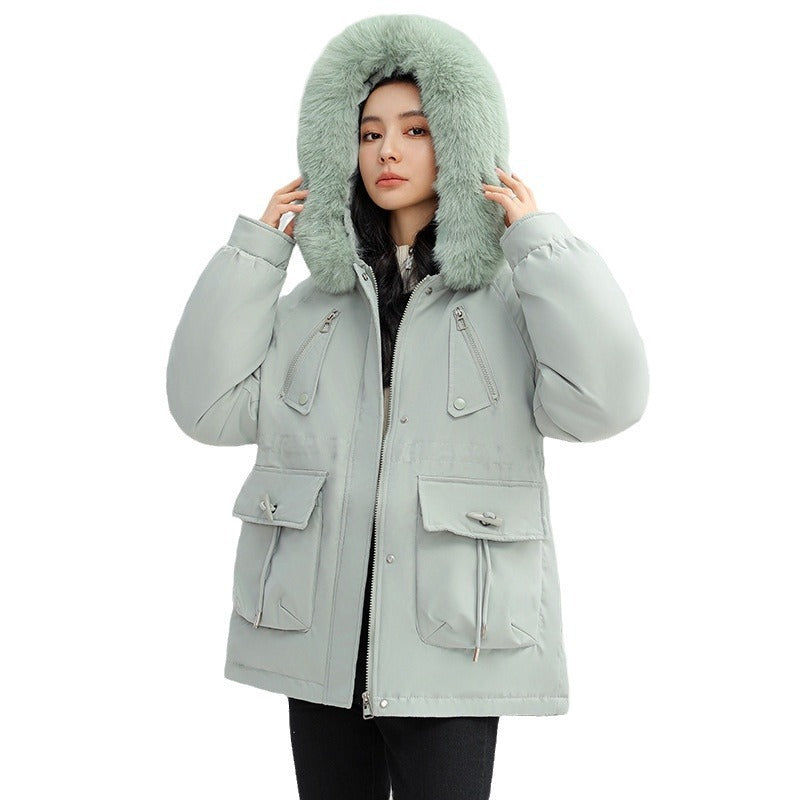 hooded-womens-cotton-padded-jacket-mid-length-slim-fit