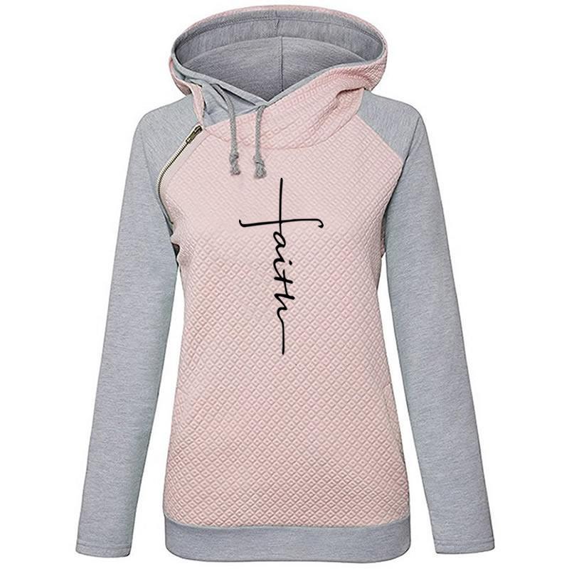 European and American Embroidered Zipper Hooded Fleece Coat for Women - ChicVix