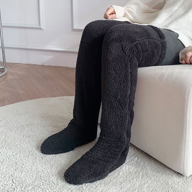 Over Knee High Fuzzy Long Socks – Winter Warm Cold-Proof Stockings for Home & Sleep - ChicVix