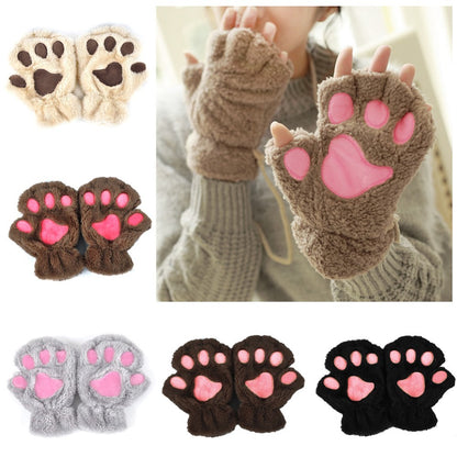 Adorable Half Cover Paw Gloves for Winter