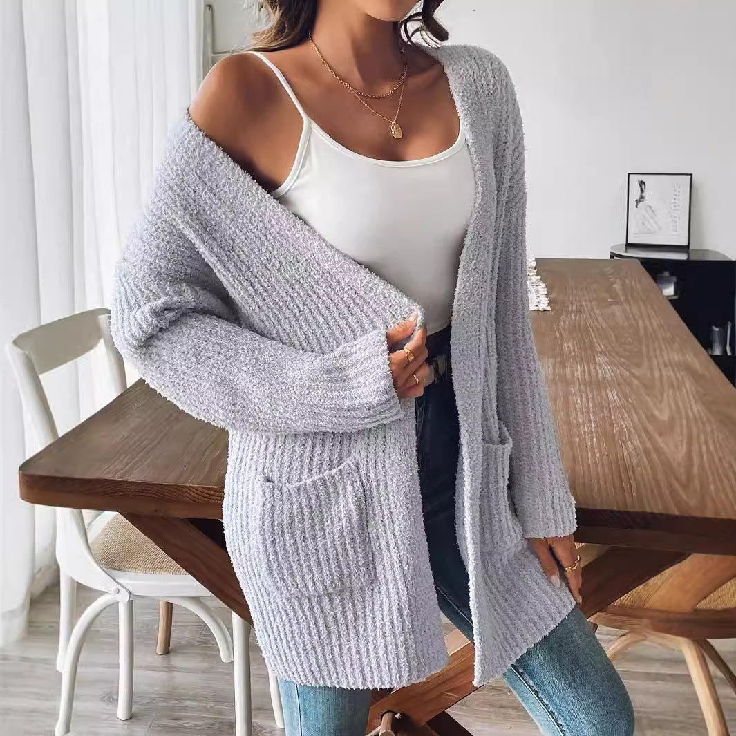 Trendy Women’s Long Sleeve Fashion Cardigan Sweater - ChicVix