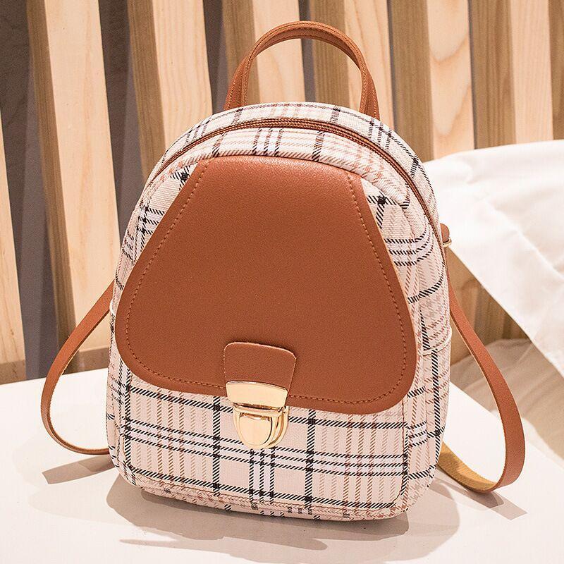 Trendy Checkered Mini Backpack – Shoulder, Diagonal, and Handbag Style - ChicVix