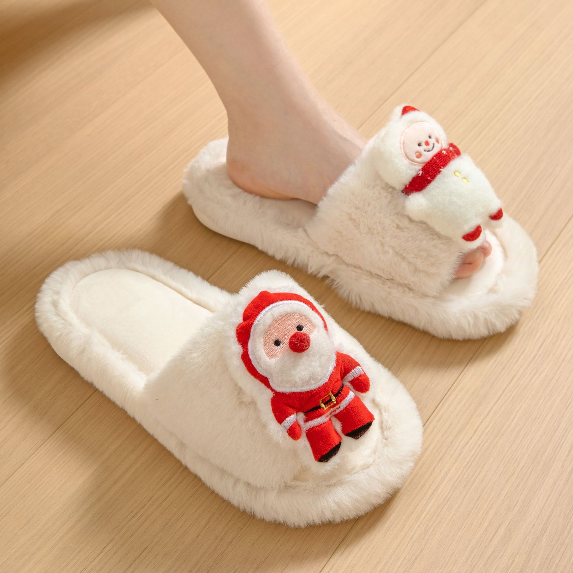 Santa Claus Open-Toe Christmas Slippers