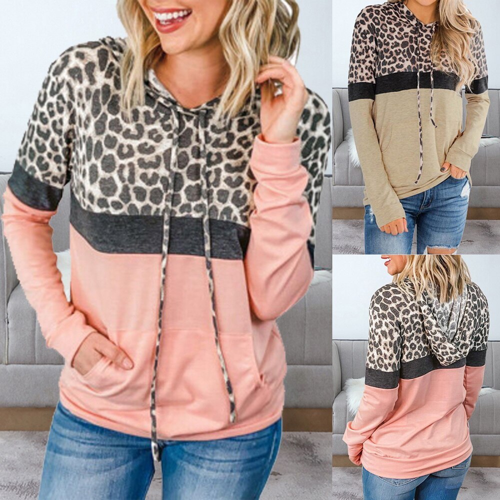 Women’s Leopard Print Stitching Sweater