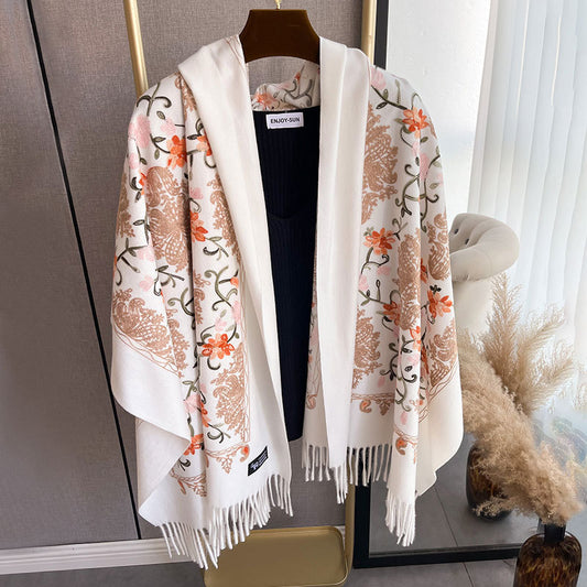 Elegant Imitation Cashmere Tassel Scarf – Warmth & Style for Winter - ChicVix