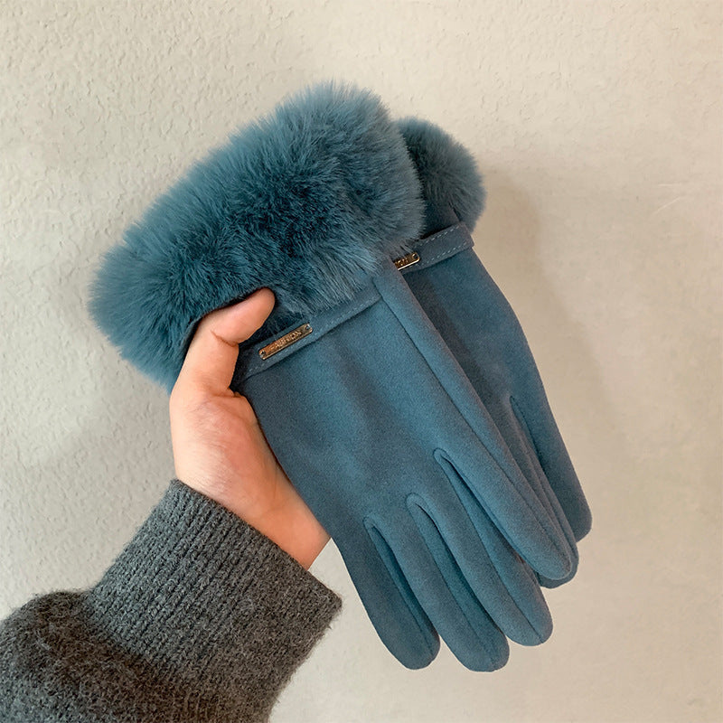 Fleece-Lined Touch Screen Winter Gloves for Women - Warm and Thickened Design