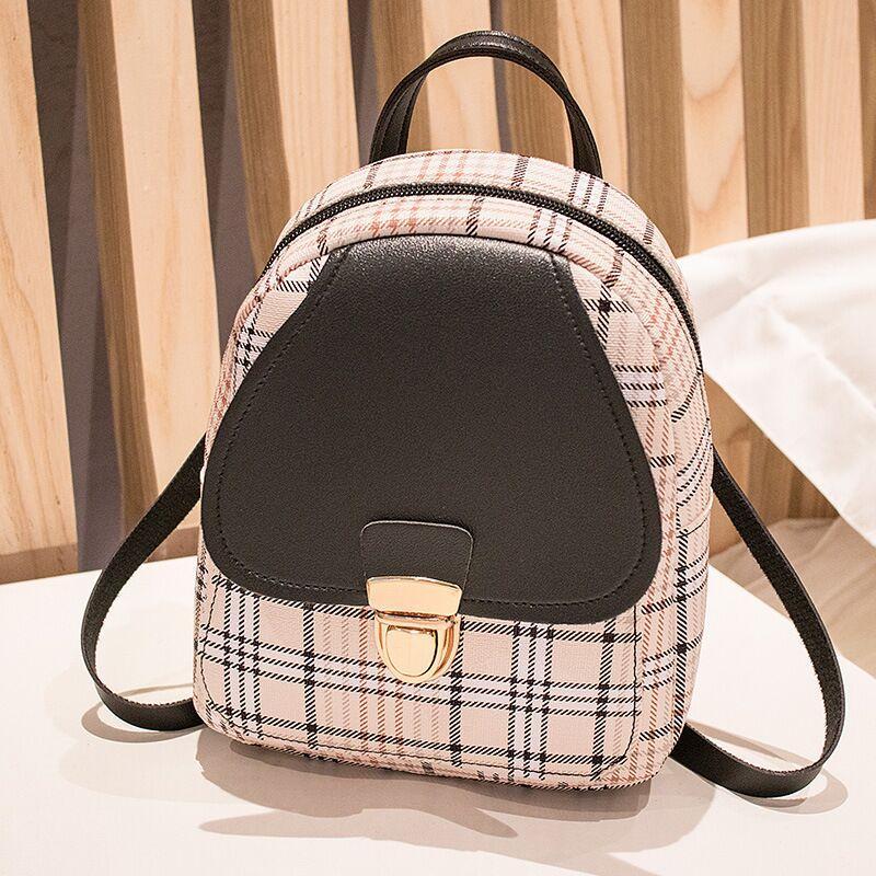 Trendy Checkered Mini Backpack – Shoulder, Diagonal, and Handbag Style - ChicVix