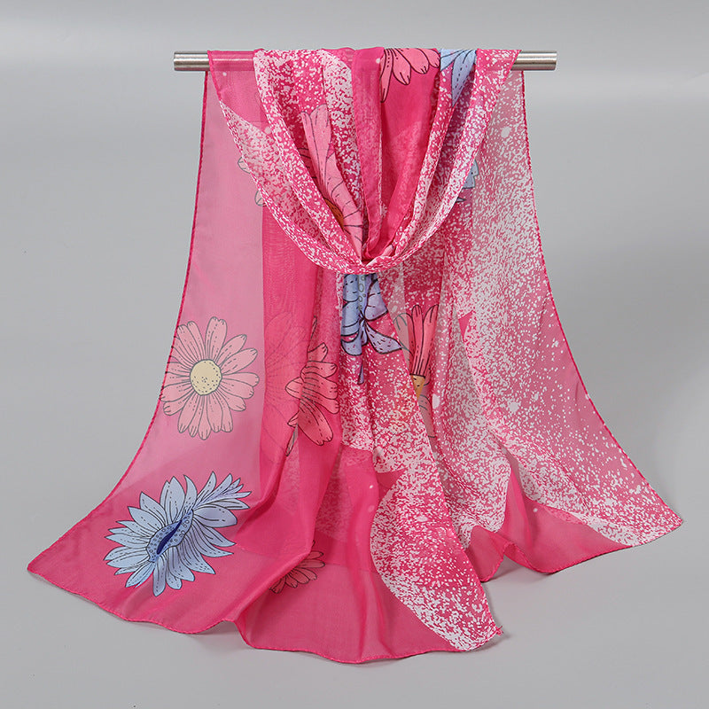 Little Chiffon Small Silk Scarf for Women – Elegant Printed Design, Lightweight & Versatile