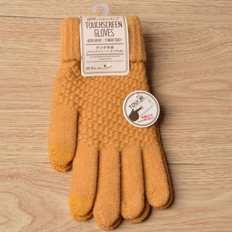 Fashionable Jacquard Touch Screen Knit Gloves for Women