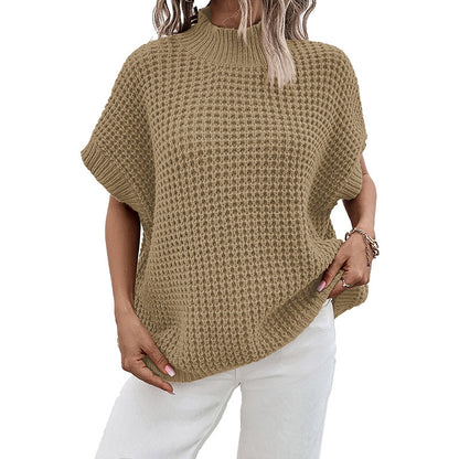 Women's Casual Batwing Sleeve Pullover in Khaki - ChicVix