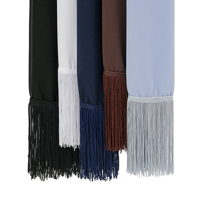 Pearl Chiffon Decorative Scarf with Long Fringe & Bubble Towel Texture – Elegant and Warm