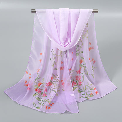 Little Chiffon Small Silk Scarf for Women – Elegant Printed Design, Lightweight & Versatile