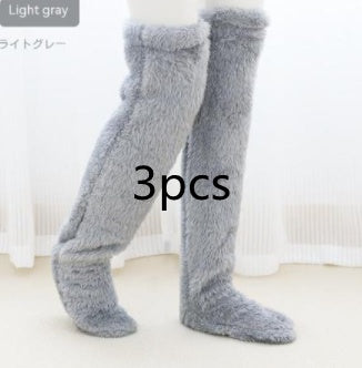 Over Knee High Fuzzy Long Socks – Winter Warm Cold-Proof Stockings for Home & Sleep - ChicVix