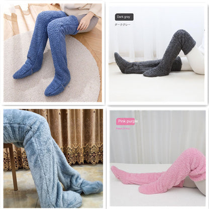 Over Knee High Fuzzy Long Socks – Winter Warm Cold-Proof Stockings for Home & Sleep - ChicVix