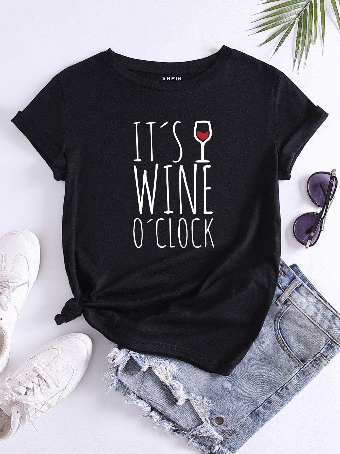 Essnce Slogan Graphic Tee IT'S WINE O'CLOCK