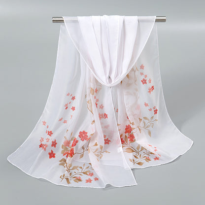 Little Chiffon Small Silk Scarf for Women – Elegant Printed Design, Lightweight & Versatile