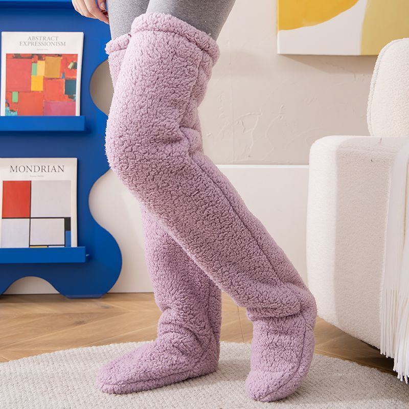 Over Knee High Fuzzy Long Socks – Winter Warm Cold-Proof Stockings for Home & Sleep - ChicVix