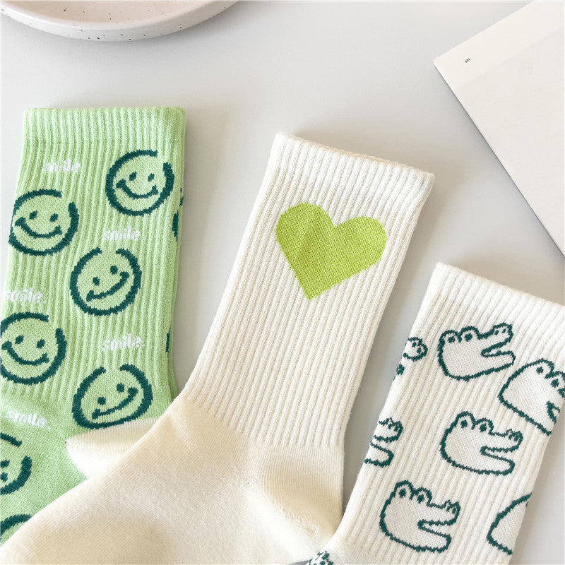 Japanese Cartoon Personality Socks – Smiling Face & Crocodile Designs - ChicVix