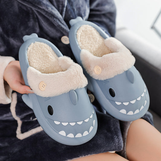 Winter Shark Shoes – Fun House Slippers with Button