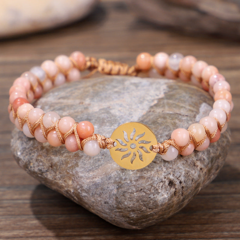 Double Layer Handwoven Natural Stone Yoga Meditation Bracelet - Unisex - ChicVix