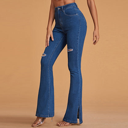 Women's High Waist Slim Micro Horn Jeans - ChicVix