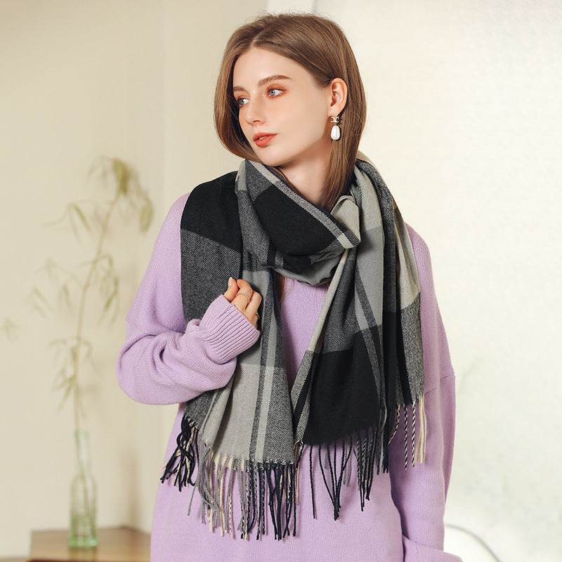 Thickened Winter Shawl Scarf for Women – Cozy Fringe Design - ChicVix