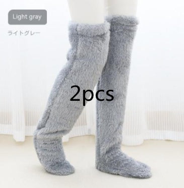 Over Knee High Fuzzy Long Socks – Winter Warm Cold-Proof Stockings for Home & Sleep - ChicVix