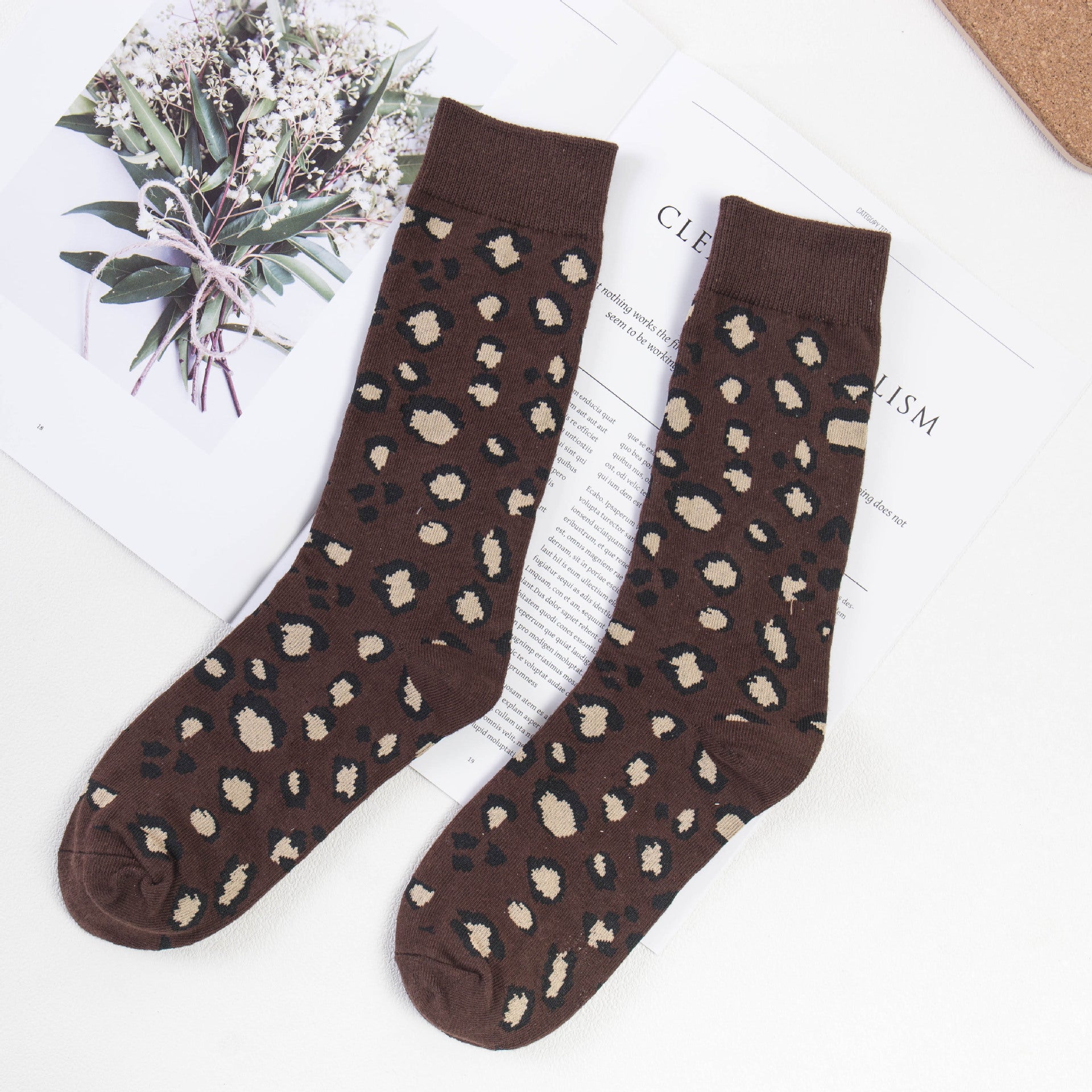 Leopard Print Long Tube Socks for Autumn and Winter - ChicVix