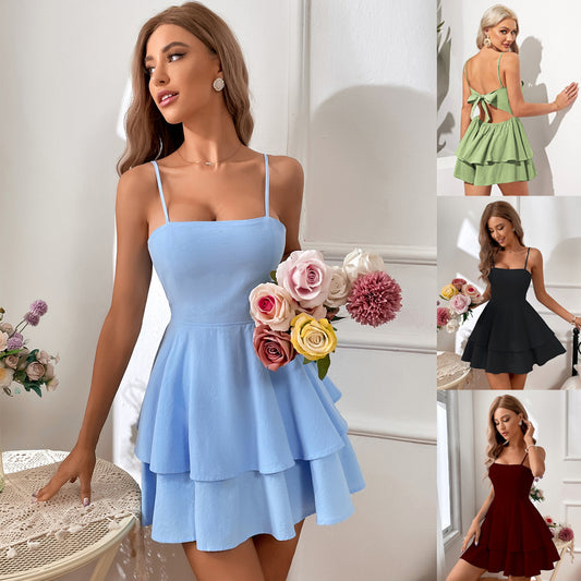 Chic Bow Bandage Slip Dress for Women