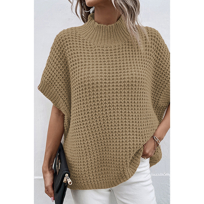 Women's Casual Batwing Sleeve Pullover in Khaki - ChicVix