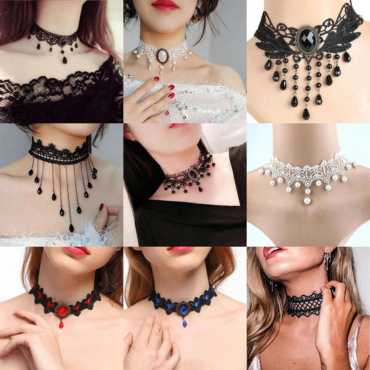 Gothic Punk Lace Choker Necklace For Women Fashion Retro Clavicle Chain Halloween Collar Choker Steampunk Jewelry Gift for Girl