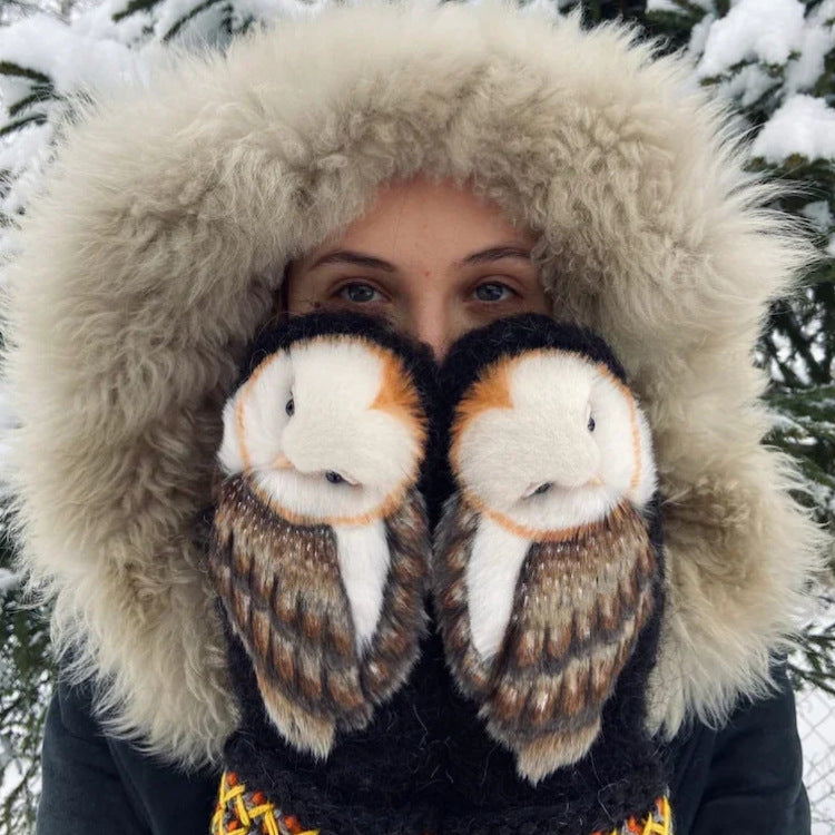 Owls Knitted Wool Gloves – Warm Cartoon Winter Gloves