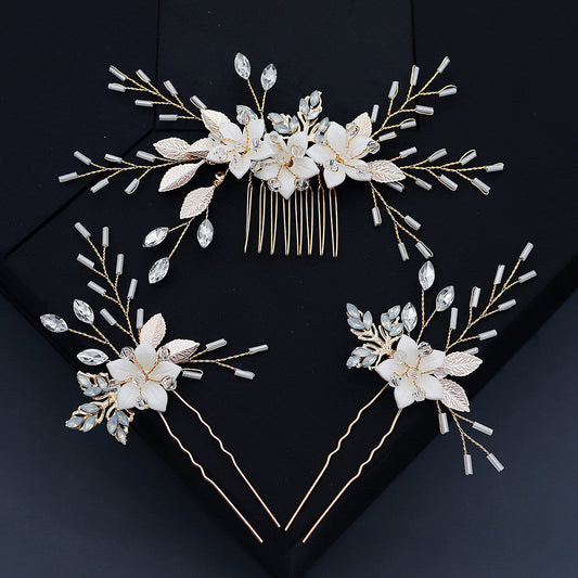 Elegant Gold U-Shaped Rhinestone Bridal Hair Comb – Handmade