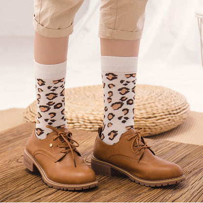 Leopard Print Long Tube Socks for Autumn and Winter - ChicVix